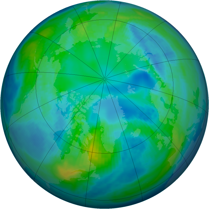 Arctic ozone map for 21 October 1992